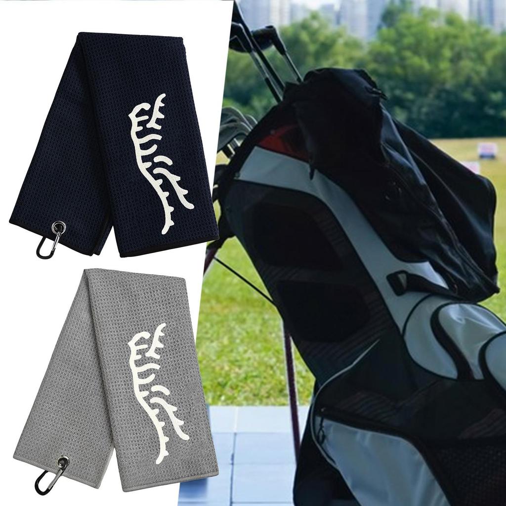Black/Gray color Funny Tiger Embroidered Golf Towel, Microfiber, Hand Wash Only, Waffle Texture, Soft Material