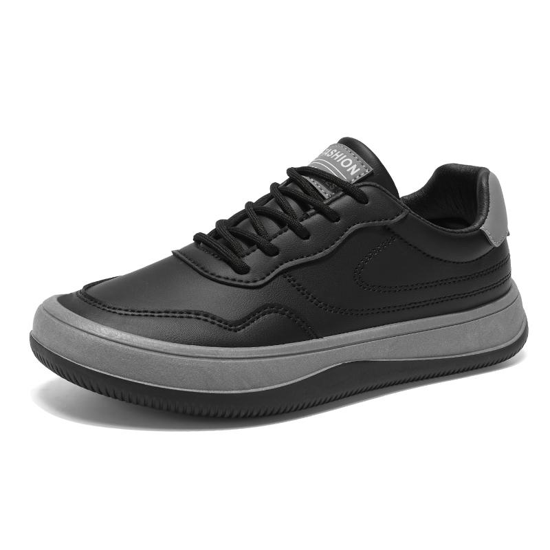 Fashion High Quality Men Casual Leather Board Shoes Lace-Up Skateboard Shoes Suitable Outdoor Leisure Activities Walking Jogging Shoes