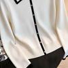 2026 Women's Color Block Long Sleeve Lapel Sweater - Fresh Spring/Autumn Knitwear