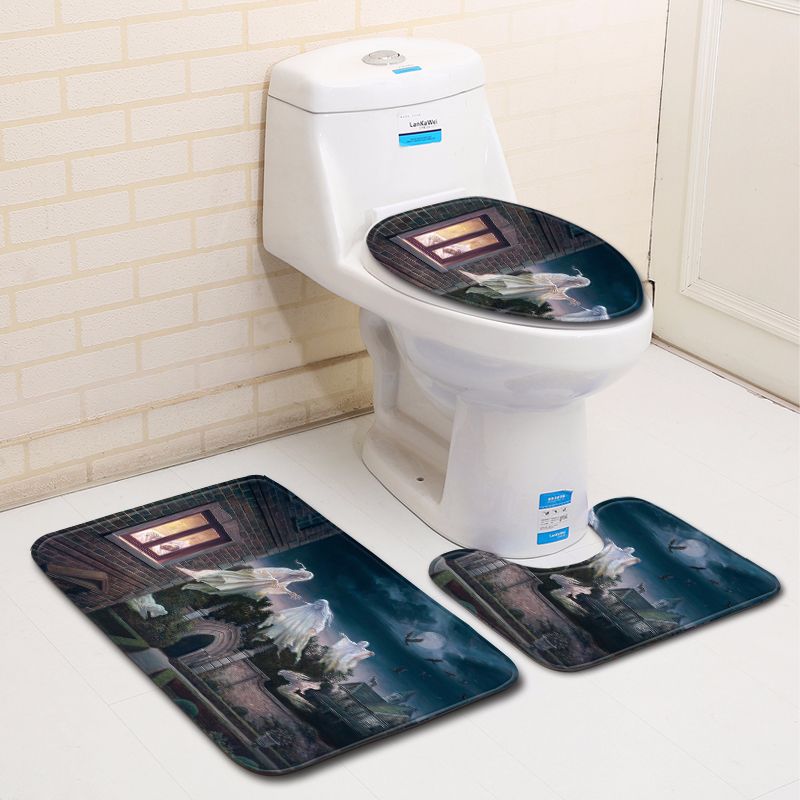 Halloween Bathroom Toilet Three-Piece Floor Mat Doormat Bathroom Carpet