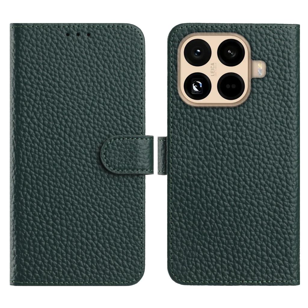 Für Xiaomi 15T Pro Hülle Brieftasche Ständer Litschi-Textur Echtes Rindsleder Klapphandyhülle