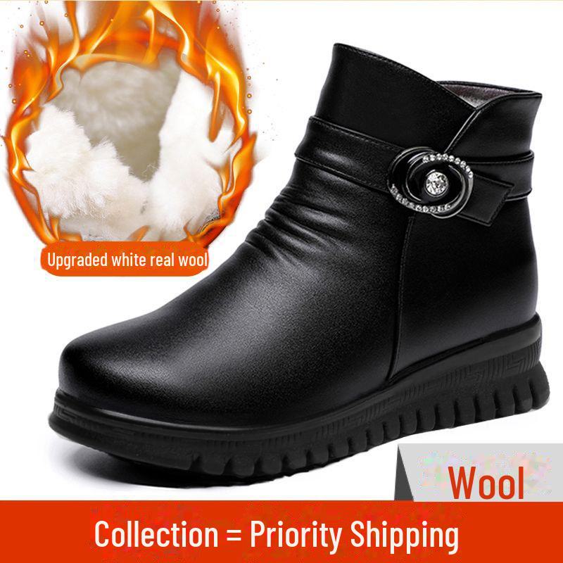 

Женские нескользящие короткие ботинки из хлопкового бархата для людей среднего и пожилого возраста - теплая зимняя кожаная обувь для мам и бабушек 39