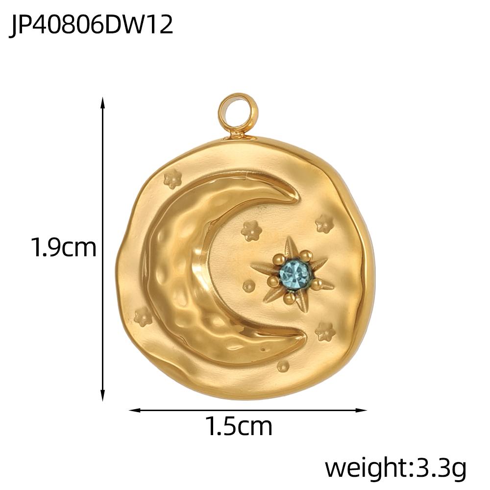 

CARLIDANA Luxury Gold Plated Stainless Steel Charm Pendant Crystal Zircon Star Moon Round Necklace Pendant Charm Jewelry Making