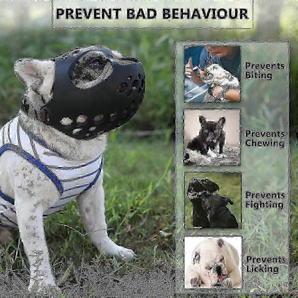 2026 Must-Have Kollektion Hundemaulkorb kompatibel für kurzschnauzige Hunde, Weiches Silikon Atmungsaktiv Bulldoggenmaulkorb kompatibel Beißen, Kauen, Lecken, Ideal c