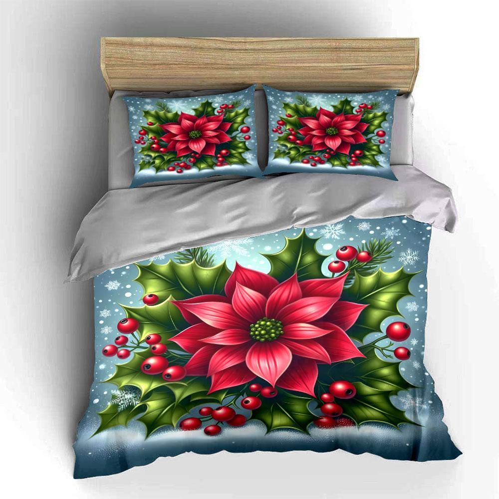 Christmas Flower Decoration Set Exquisite Three-Piece Bedding Set Gift For Kids And Adults