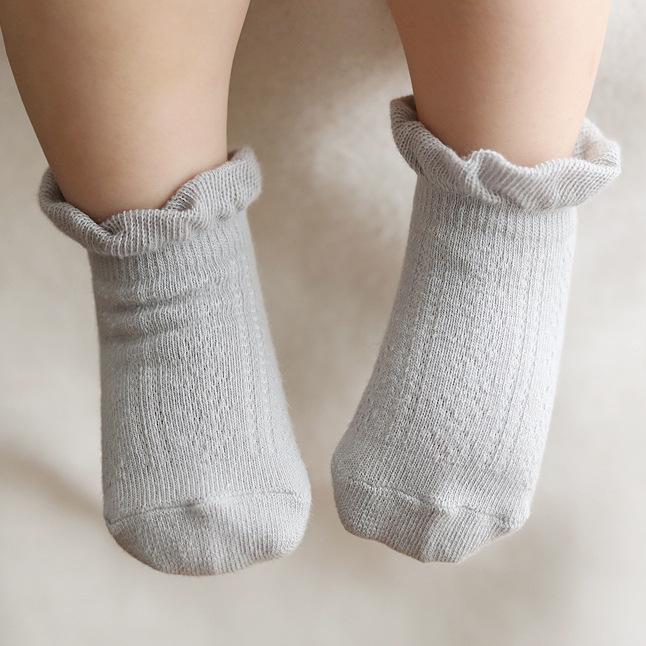 Baby Socks 0-12/12-24 Anti Slip Breathable Cotton White Toddler Socks Summer Thin Breathable Soft Cotton