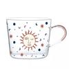 500ML Glass Cup With Scale Coffee Mug Breakfast Milk Drinkware Fruit Juice Cups For Couple Gift Creative Patterns