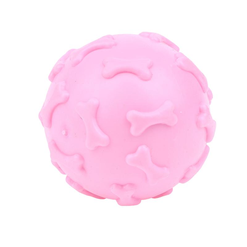 

1Pc Interactive Squeaky Rubber Dog Toy Ball Cartoon Paw Print Design Durable Chew Dental Health Plaything for Small Breeds