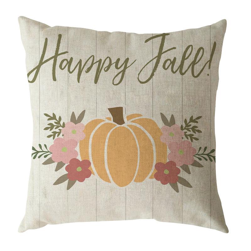 Autumn Harvest Thanksgiving Linen Happy Fall Pillow Case North American Festival Pillow Gift