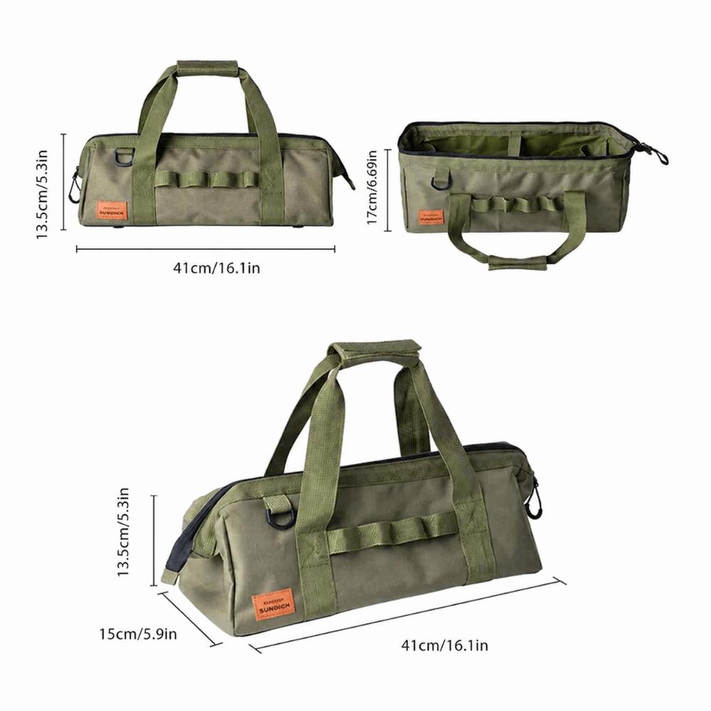 Waterproof Wide Mouth Tool Bag Zipper Closure Tool Organizer Bag Camping Tool Bag  Carpenters зелёный