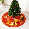 Christmas Tree Skirt with Gift Box and Ornament Print Holiday Decoration Round Mat for Home Office Party Use