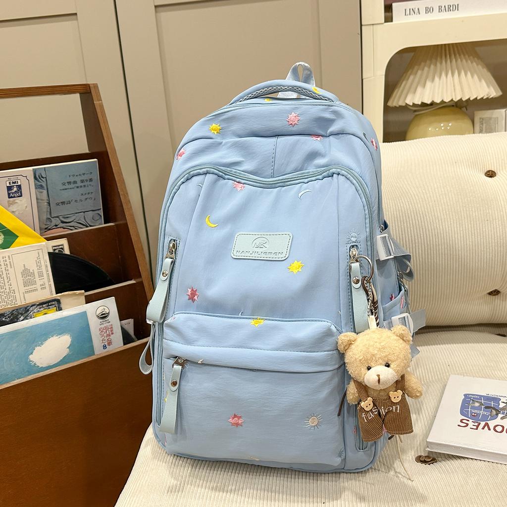 Schoolbag New Schoolbag Women's High Value Star Embroidery Korean Ins College Style Junior High School Students Multi-compartment Backpack