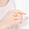 Stunning Brass Adjustable Gold Plated Ring With Heart Bowknot And Wheat Design
