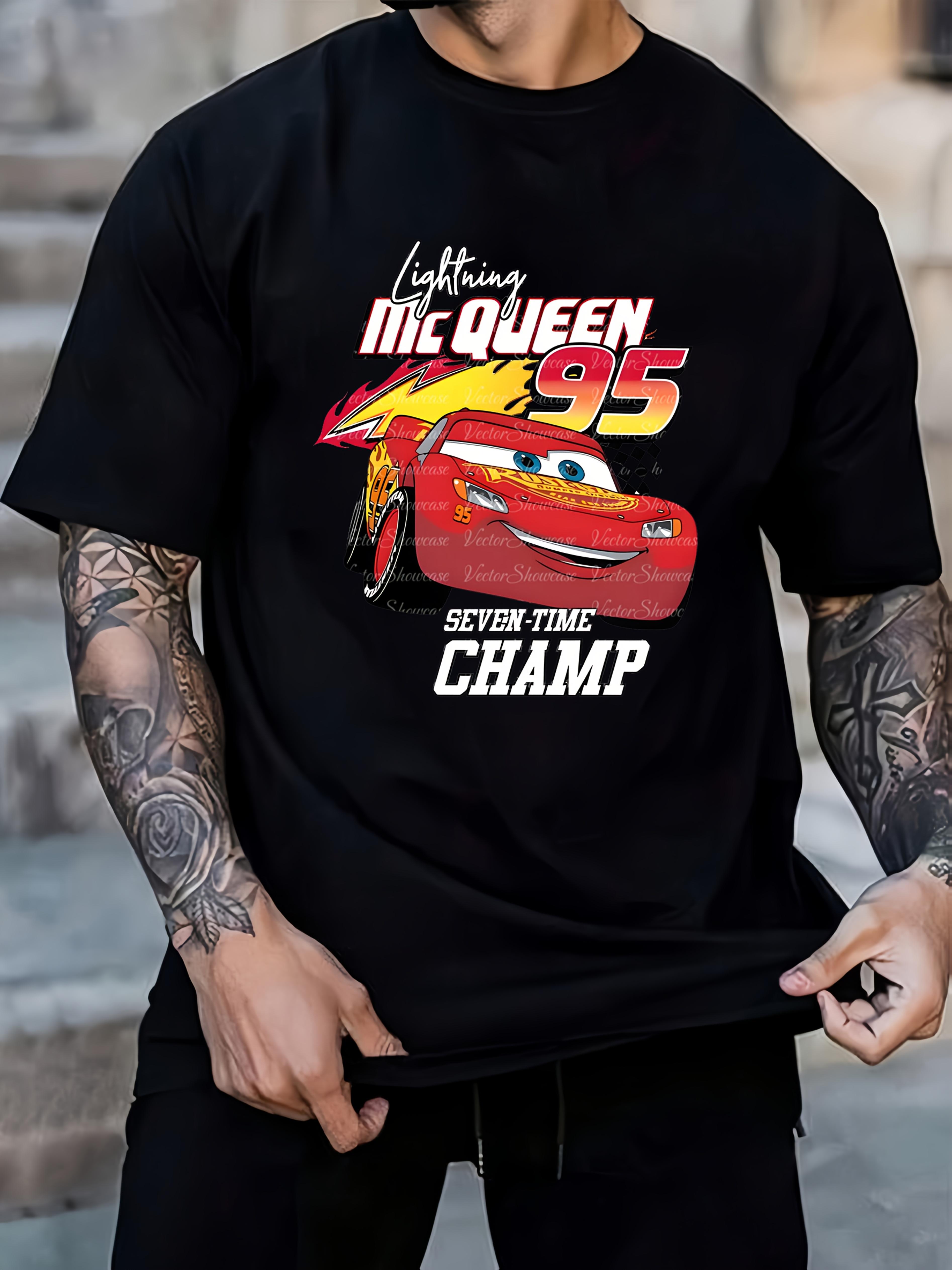 Disney Cars Lightning McQueen Graphic T-shirt - Black with White Print L