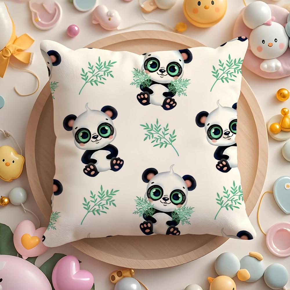 Lovely Panda Pillow Case Short Plush Double-Sided Printing Home Machine Washable In Warm Winter Cushion Cover