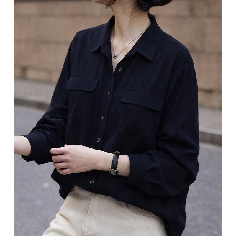Women s High-End Polo Long-Sleeve Black Shirt - 2026 Early Spring Petite Casual Versatile Top Medium чёрный