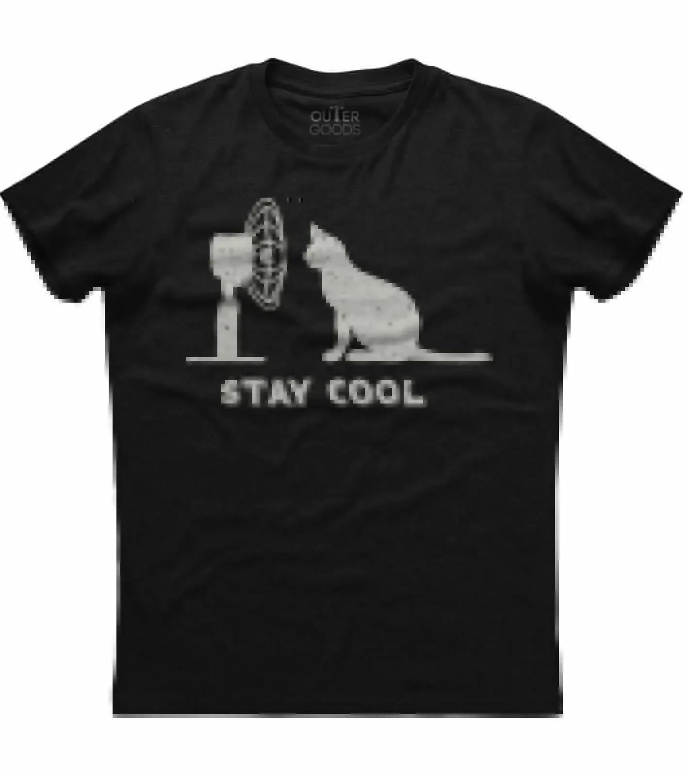 

Stay Cool Funny Cat and Fan Graphic Printed Cat Lovers Gift TShirt Summer Cotton ONeck Short Sleeve Mens T Shirt New S3XL S