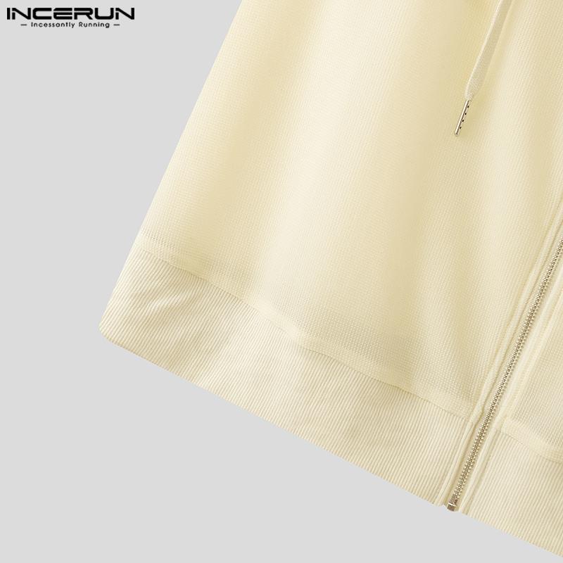 INCERUN Men Summer Sleeveless Zipper Back Mesh Patchwork Fitted Hooded Tank Tops 
