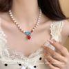 Candy Paradise Suitable for Summer Dripping Rainbow Candy Beaded Necklace Female Sweet Cool Babes Collarbone Chain Tide