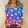 Women's T Shirt CHristmas Print 3/4 Sleeve Daily Weekend Fashion Basic V- Neck Regular Top