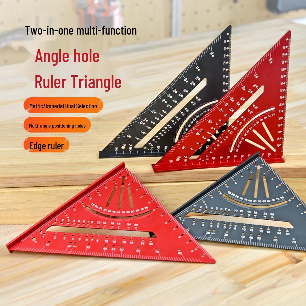 7" Aluminum Alloy Woodworking Try Square - 90° Metric/Imperial Right Angle Ruler