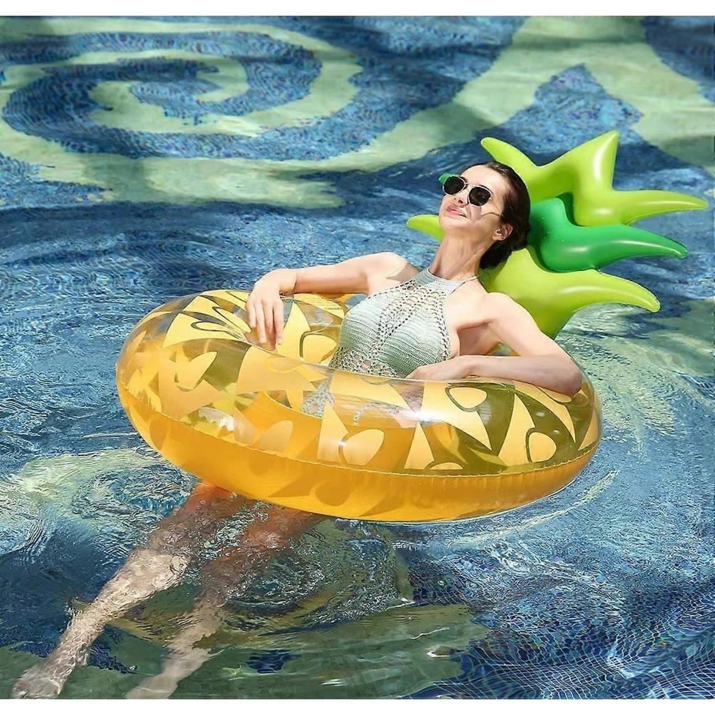 Dww-105cm Inflatable Pool Float, Adult Swimming Rings, Large Inflatable Pineapple Pool Float, Multi-Purpose Inflatable Hammock, with Cup Holder, Summe