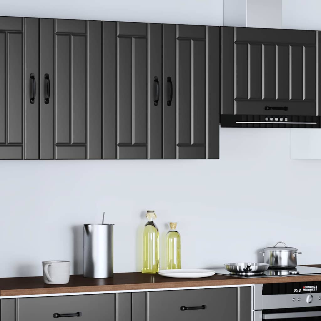 Kitchen Wall Cabinet "Lucca" Black Glued Wood