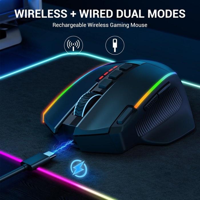 Redragon M915WL Wireless Gaming Mouse, 16000 DPI, Black