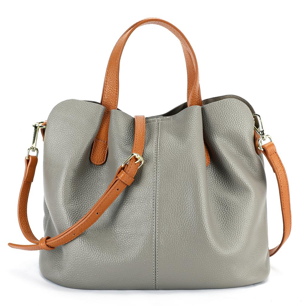 Borsa a tracolla in pelle bovina pieno fiore, Minimalista e versatile, Borsa tote in vera pelle da donna, Ampia borsa a spalla singola da pendolare