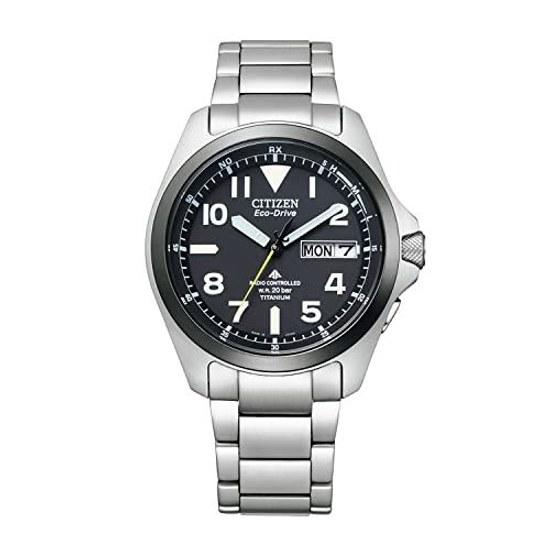 Orologio da polso CITIZEN PROMASTER PMD56-2952 Orologio radiocontrollato 20 ATM Resistente all'acqua Facile da leggere Luminoso Uomo Argento Nero Leggero