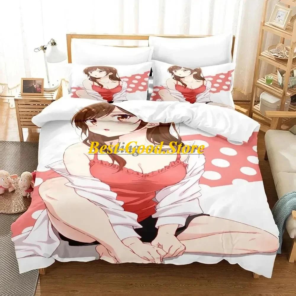 

2023 Rent A Girlfriend Bedding Set Duvet Cover Sheet Printed Bed Set Pillowcase Bed Full Queen King Size Comforter Bedroom 135x200cm