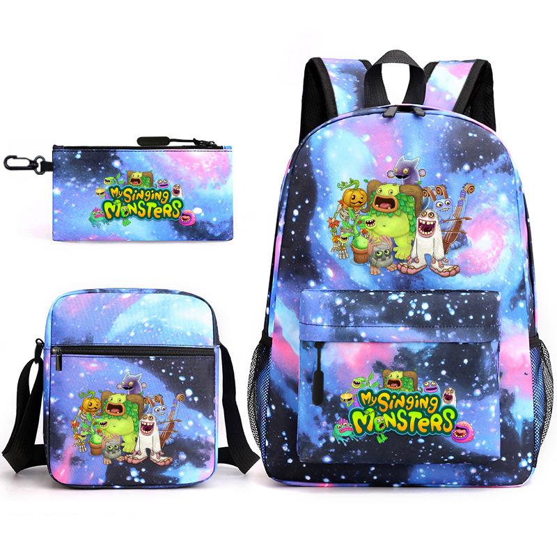 2024 New Monster Concert Starry Sky Backpack My Singing Monsters Elementary School Bag Three-piece Set
