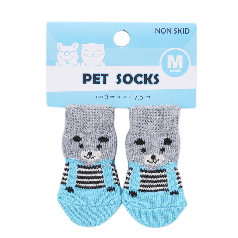 4Pcs/set Pet Dog Socks Anti-Slip Knitted Small Dogs Thick Warm Paw Protector Cute Puppy Cat Indoor Wear Boot Dog Socks