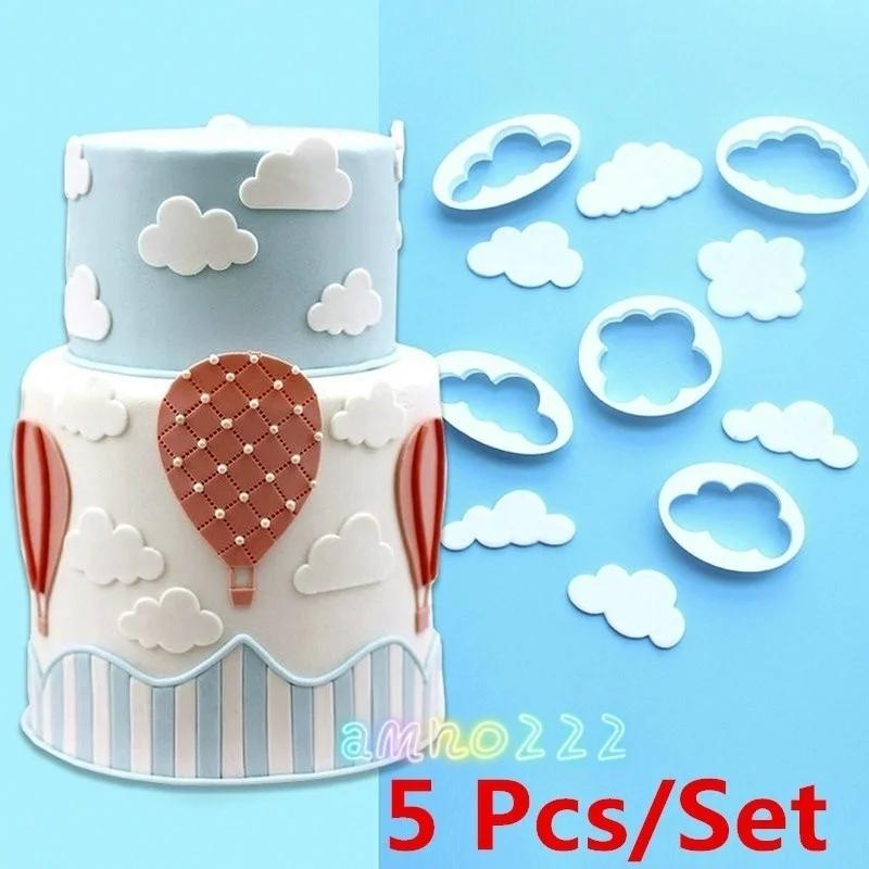 5 Stück/Set Backen Kuchenform Wolke Kunststoff Fondant Ausstecher Kuchenform Fondant Kuchen DIY Form Dekorationswerkzeuge