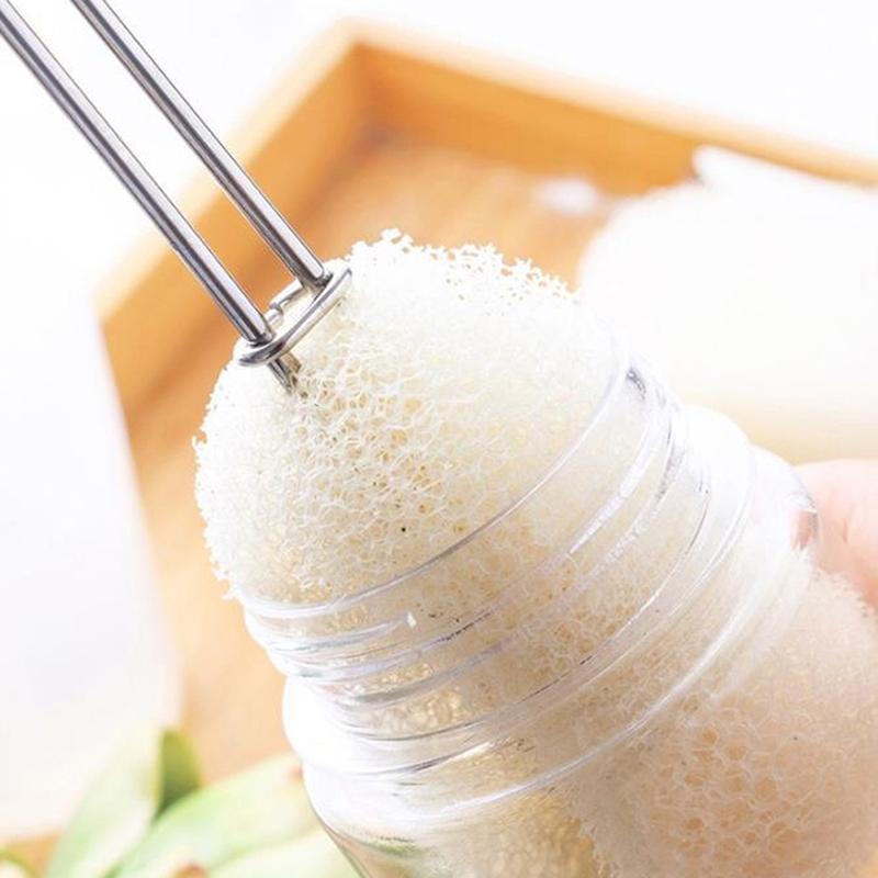 Sponge Clip Bottle Brushes Cup Scrubber Long Stainless Steel Handle Wineglass Cleaner Replaceable Head Kitchen Cleaning Tools