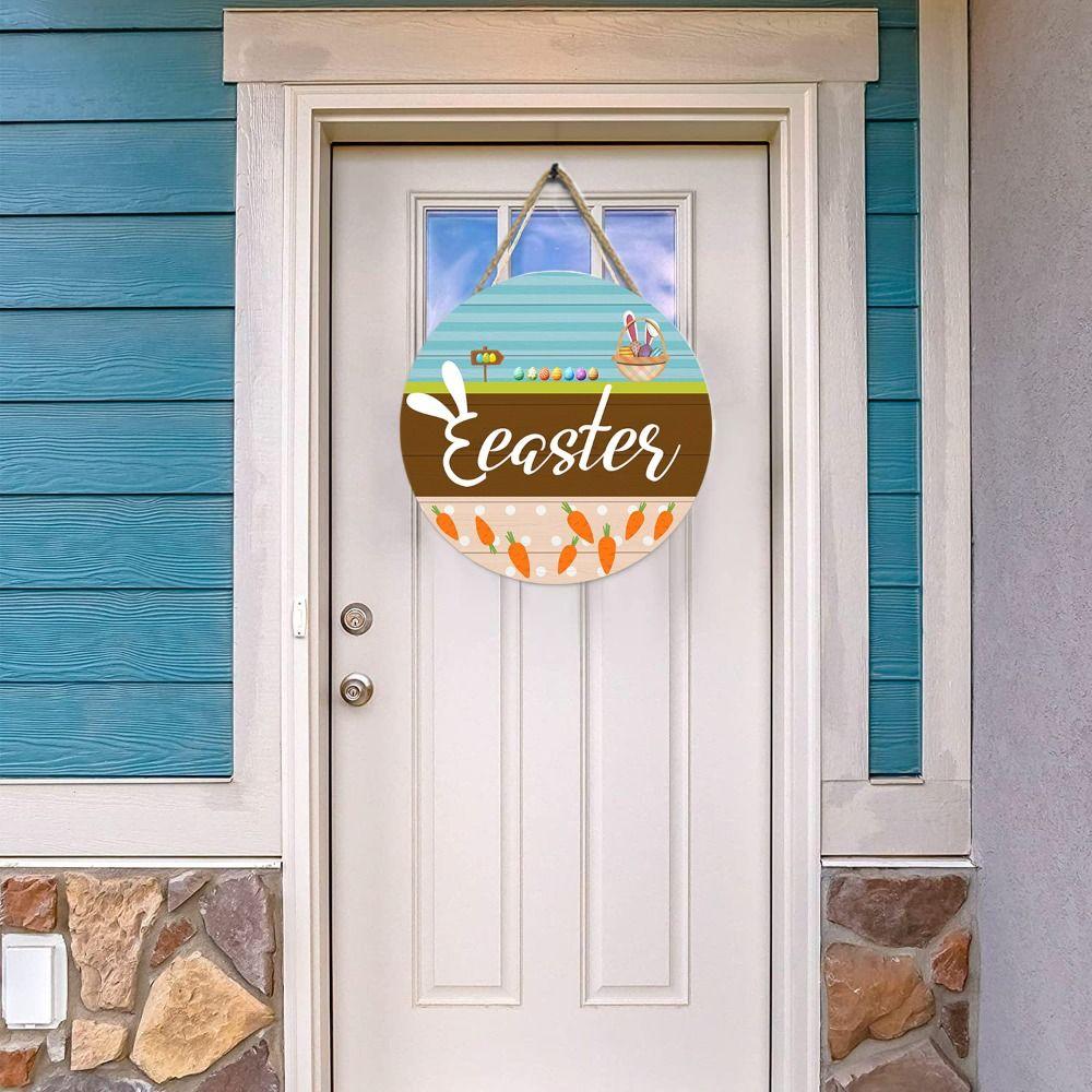 

Round Hanging Plaques Wooden Welcome Pendants Easter Door Hanging Pendants Home Decoration A