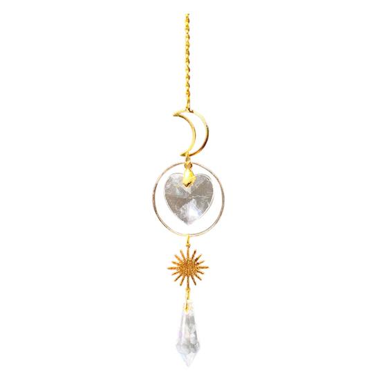 Pegador de Sol de Cristais Coloridos, Pegador de Sol Pendurado com Corrente, Ornamento de Sino de Vento com Bolas de Cristal para Janela Casa Jardim Dia de Natal Festa Casamento