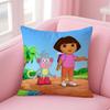 Cute D-Dora The Explorer Cushion Cover Pillowcase Short Plush Invisible Zipper Room Sofa Cushion Cover