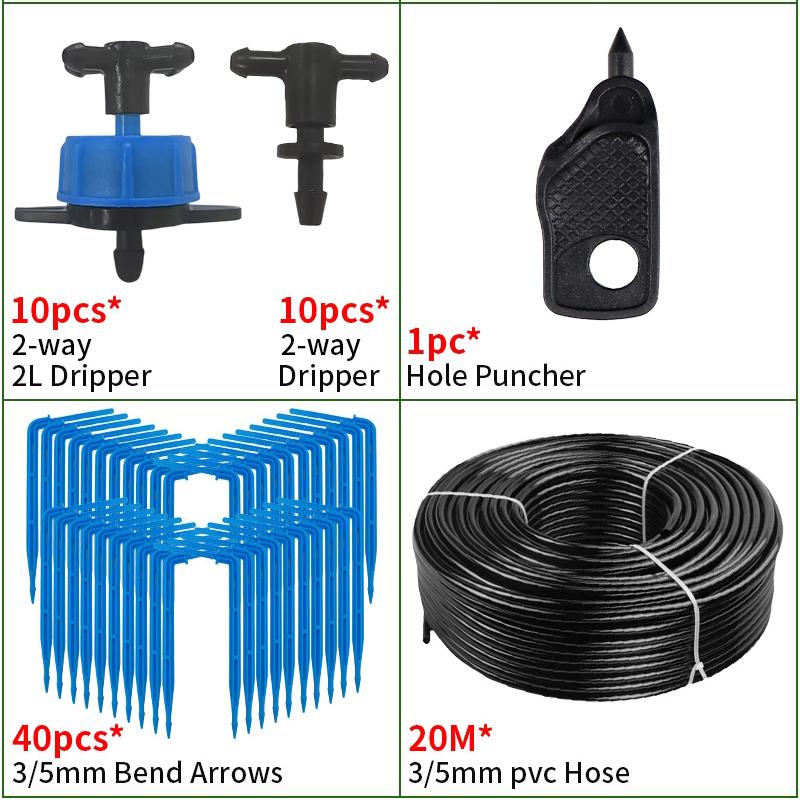 2/4-Way Drip Arrow Irrigation Set Gardening Water-Saving Drip Irrigation System Greenhouse Planting Watering 3/5Mm Hose Kit