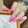 Pink Laser Gradient Wearable High-End Short Nail Stickers Electroplated Flashing False Nails Export Hot Item 24 Pieces
