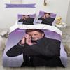 1 Stück Johnny Hallyday Muster Bettwäsche Steppdecke Set Bettbezug Kissenbezug Heimdekoration Geburtstagsgeschenk (1 Bettbezug + 2 Kissenbezüge, ohne Füllung)
