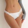 CINOON 3Pcs/Lot Women's Satin Sexy Briefs Lace‑Trim Mesh Spliced Panties Bow‑decor Solid‑Color Hollow‑out Bikini Briefs