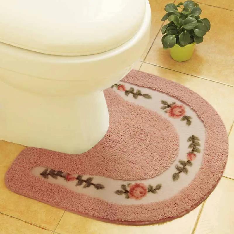 Rural U-shaped Toilet Seat Cushion Bathroom Absorbent Floor Mat Door Mat Waterproof and Anti Slip Carpet