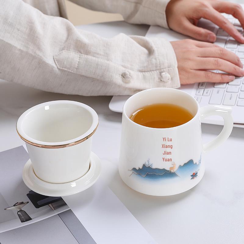 Ceramic Tea Brewing Cup with Lid - Ideal for Office and Gift Giving