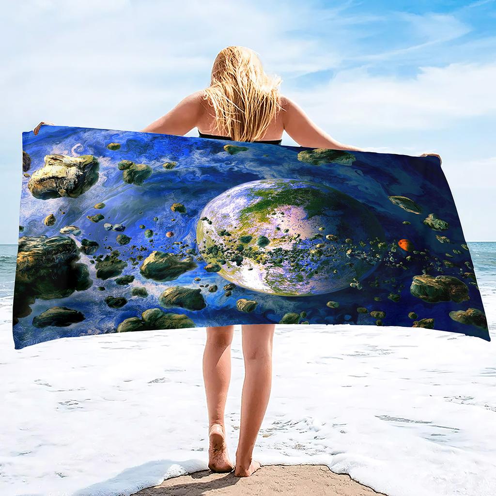 Planet Pattern Printing Series Seaside Vacation Beach Towel Swimming Bath Towel Sports Towel
