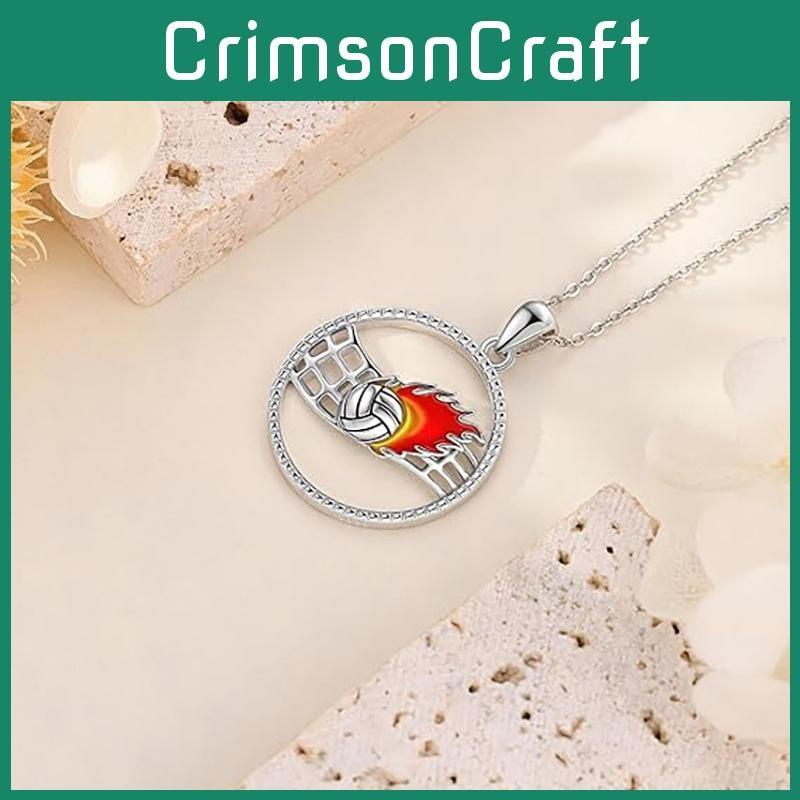 Volleyball Hollow Pendant Necklace Oil Finish Alloy Chain Enthusiasts Fashion