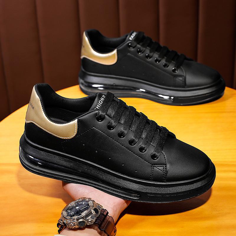 

Маленькие белые туфли мужские черно-белые на воздушной подушке амортизирующие спортивные туфли модные уличные охотничьи на толстой подошве усиливающие мужские туфли повседневные б 39 чёрный