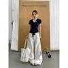 Summer Korean version short navy collar top women's fashion niche design waist and thin outer shawl short sleeves