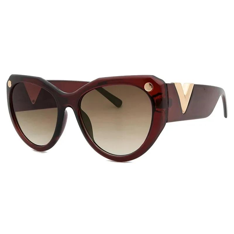 Fashion Cat Eye Sunglasses  Vintage Luxury Brand Designer Black Oversized Ladies Sunglasses Square Eyewear UV400