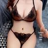 "Plus Size Embroidered Mesh Bikini Lingerie Set"